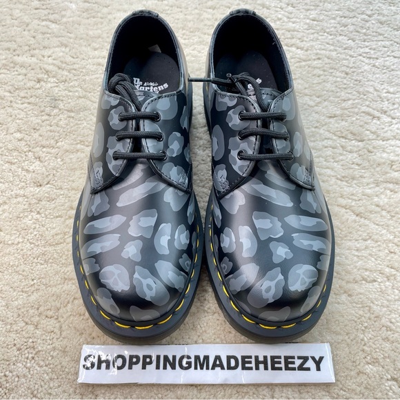 [US 7] DR DOC MARTENS 27686 DISTORTED LEOPARD PRINT Smooth Leather Oxford Shoes